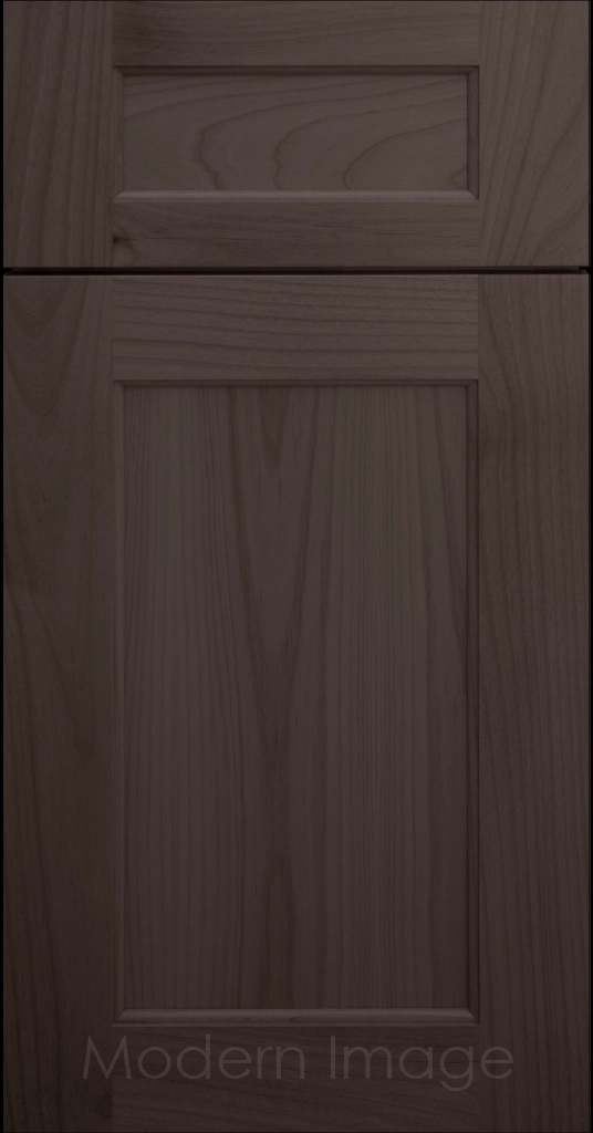 Close-up of our  Carlsbad II Shaker style cabinets with a Truffle stain.